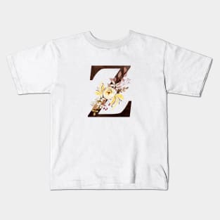 Floral Monogram Z Lovely Autumn Foliage Kids T-Shirt